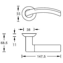 Ручка дверная ARCHIE 132 S.GOLD/P.GOLD