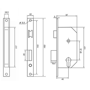 Замок врезной с ручками PALLADIUM ЗВ-AL 1618 CP хром