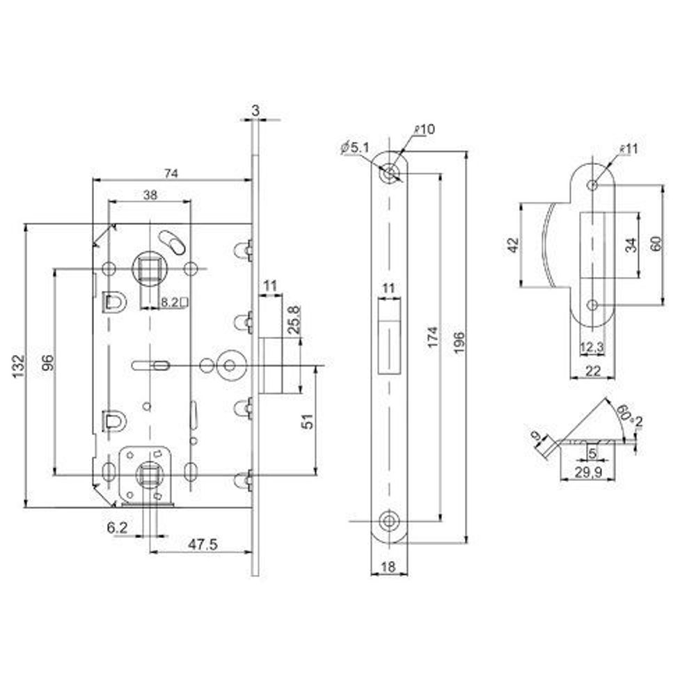 Защелка врезная PUNTO PL96WC-50 WH белый /43301/