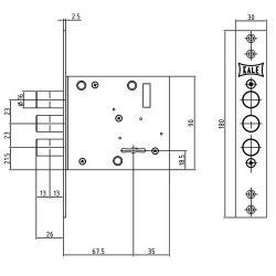 Размеры дверного замка KALE KILIT 447/L
