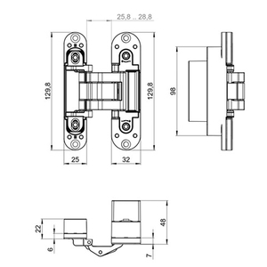 Петля скрытой установки ARMADILLO U3D5780.VPG (OTLAV IN570) SC мат.хром /63117/ (1шт)