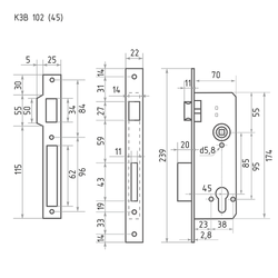 Корпус замка КЗВ-102 (85мм) хром НОРА-М