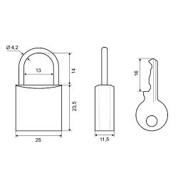 Замок навесной PALLADIUM 301B-25