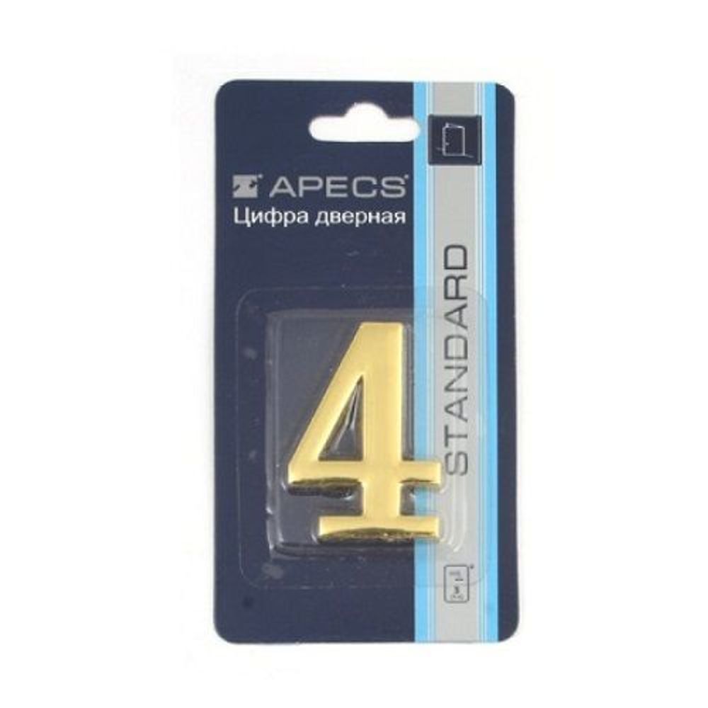 Цифра дверная APECS DN-01-4-Z G золото