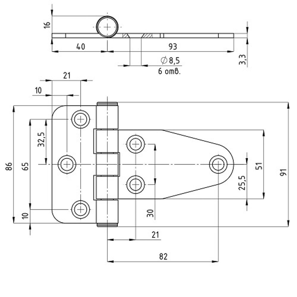 Петля листовая 599 черная