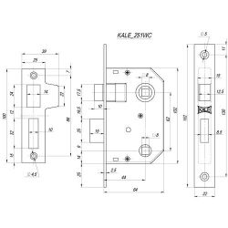 Защелка врезная KALE KILIT 251 WC 44мм латунь /1096/