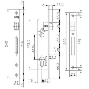 Корпус замка KALE KILIT 253 (25мм) w/b никель /8089/