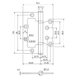 Петля накладная Code Deco 100x75x2,5 B2 GMS сатин.золото