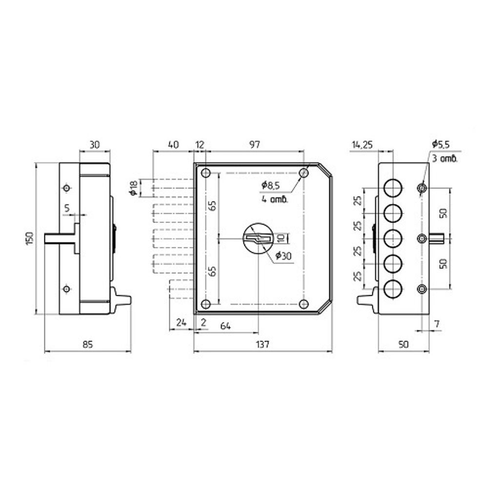 Замок накладной МЕТТЭМ ЗН4 032.0.1 левый (3 кл.)