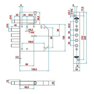 Замок врезной ЭЛЬБОР 1.05.02 Базальт