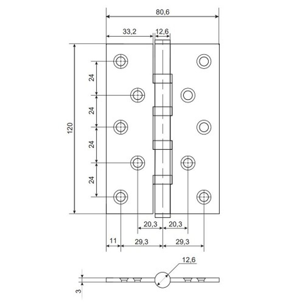 Петля дверная APECS 120x80-B4 Steel BLM черный матовый (1шт)