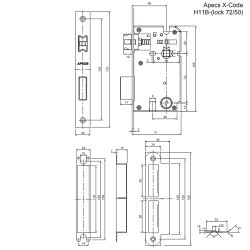 Замок электронный APECS X-Code H11B-(lock 72/50)-NIS/BL