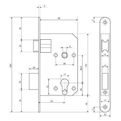 Замок врезной APECS 1425 CR хром