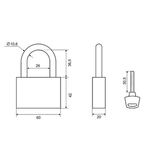 Замок навесной PALLADIUM 302B-60