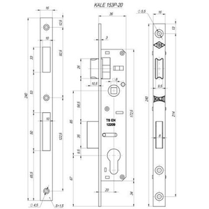 Корпус замка KALE KILIT 153/P (20мм) w/b никель /20037/
