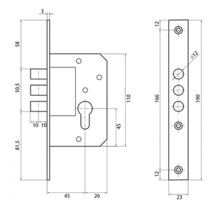 Корпус замка PALLADIUM 0189-3M латунь