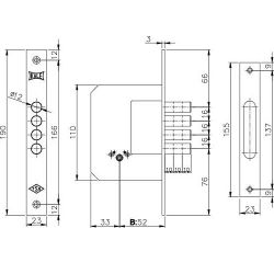 Замок врезной KALE KILIT 189/4MF (52мм) латунь 5кл. /1088/