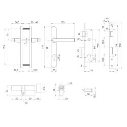 Корпус врезного замка с ручкой AJAX KIT GATE-2585/24 BR коричневый /63977/