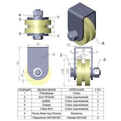 Ролик капролон d-50 под полосу на платформе