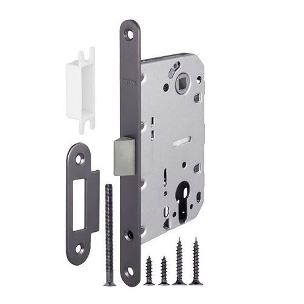 Замок межкомнатный под цилиндр FUARO PLASTIC P85C-50 GR графит /37501/