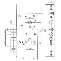 Корпус замка KALE KILIT 442 w/b никель /34383/