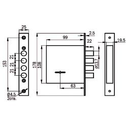 Замок врезной ПРОСАМ 81000 ЗВ8-8М/13 (4 риг) б/пл /706/