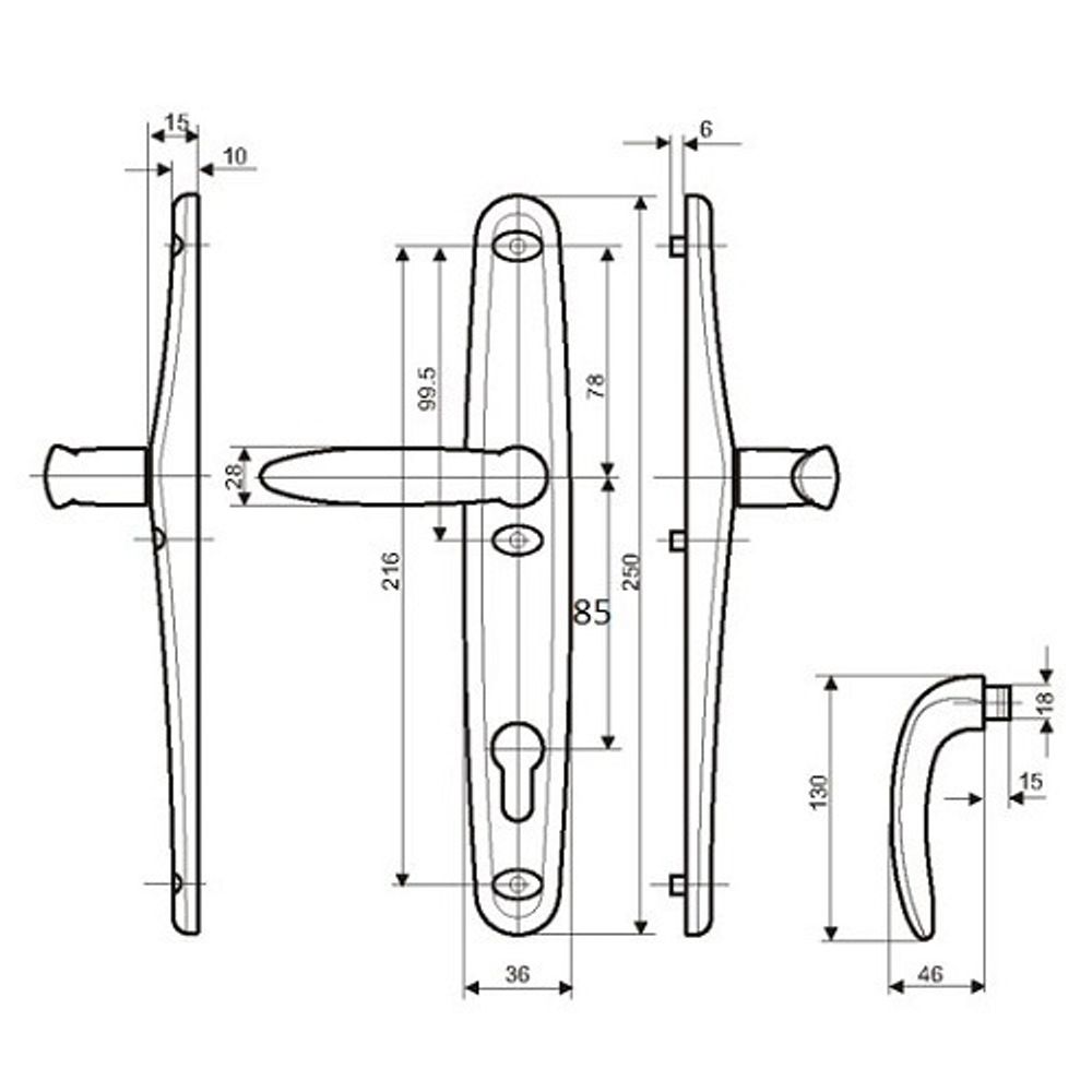 Нажимной гарнитур STUBLINA 1026.00.362 Е=85 мм антрацит (RAL 7024 матовый)
