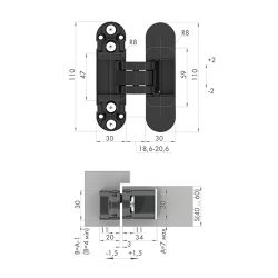 Петля скрытой установки ARMADILLO U3D2000.TG (AGB Eclipse 2.0) FSG/2 флор.золото/2 /60767/ (1шт)
