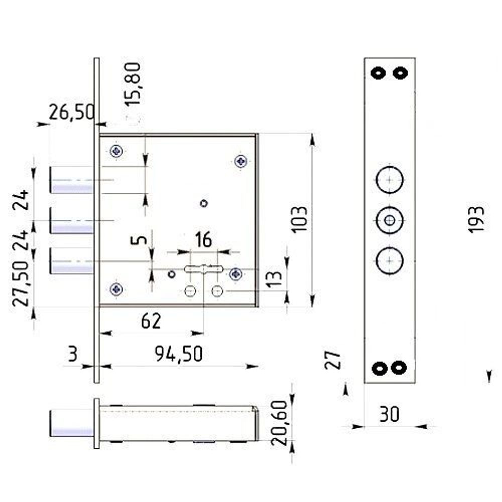 Замок врезной Бульдорс Д-2