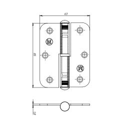 Петля накладная КУНГУР ПН1-85 б/п левая (100) (1 шт)