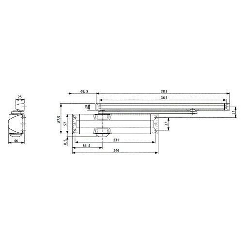 Доводчик дверной DORMA TS-90 impulse EN3-4, со скользящим каналом серый