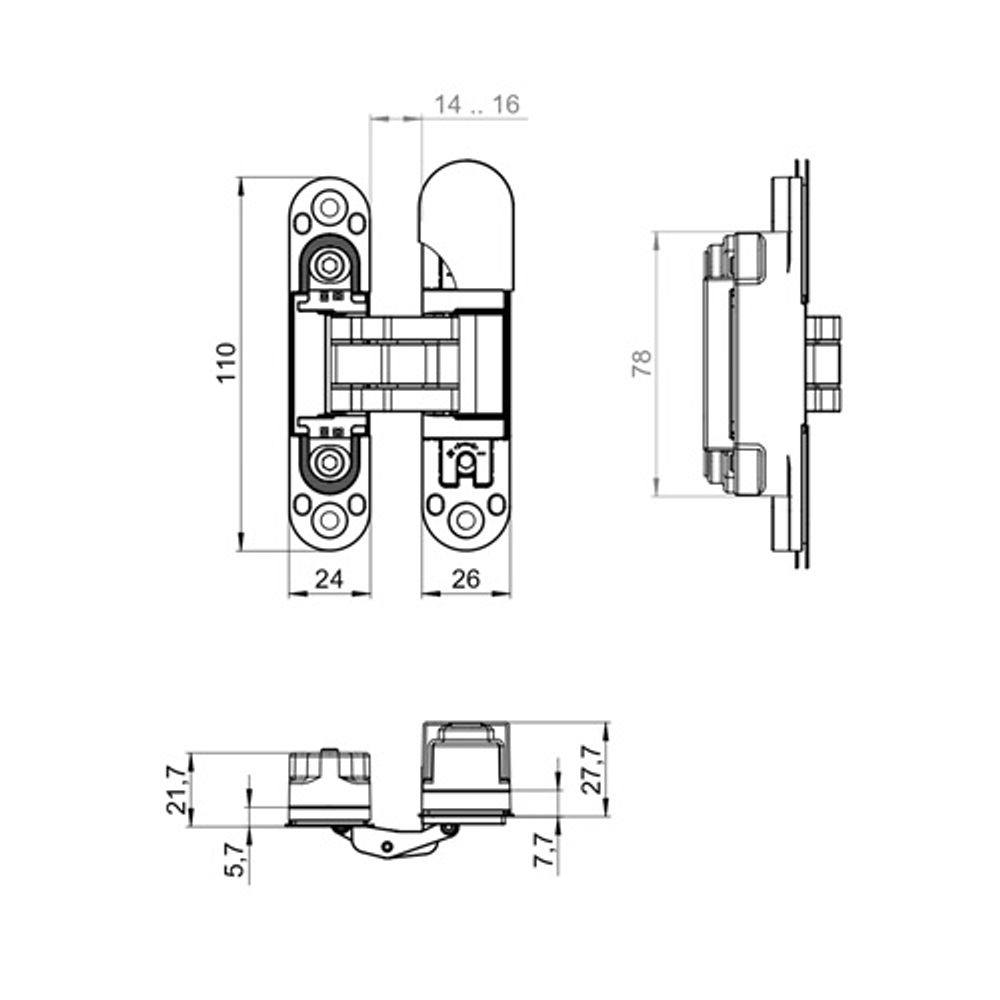 Петля скрытой установки ARMADILLO U3D1901.VPG (Kubica K1019) BL черный /63167/ (1шт)