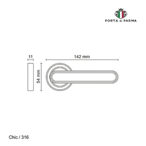 Ручка раздельная PORTA DI PARMA Chic SN мат. никель