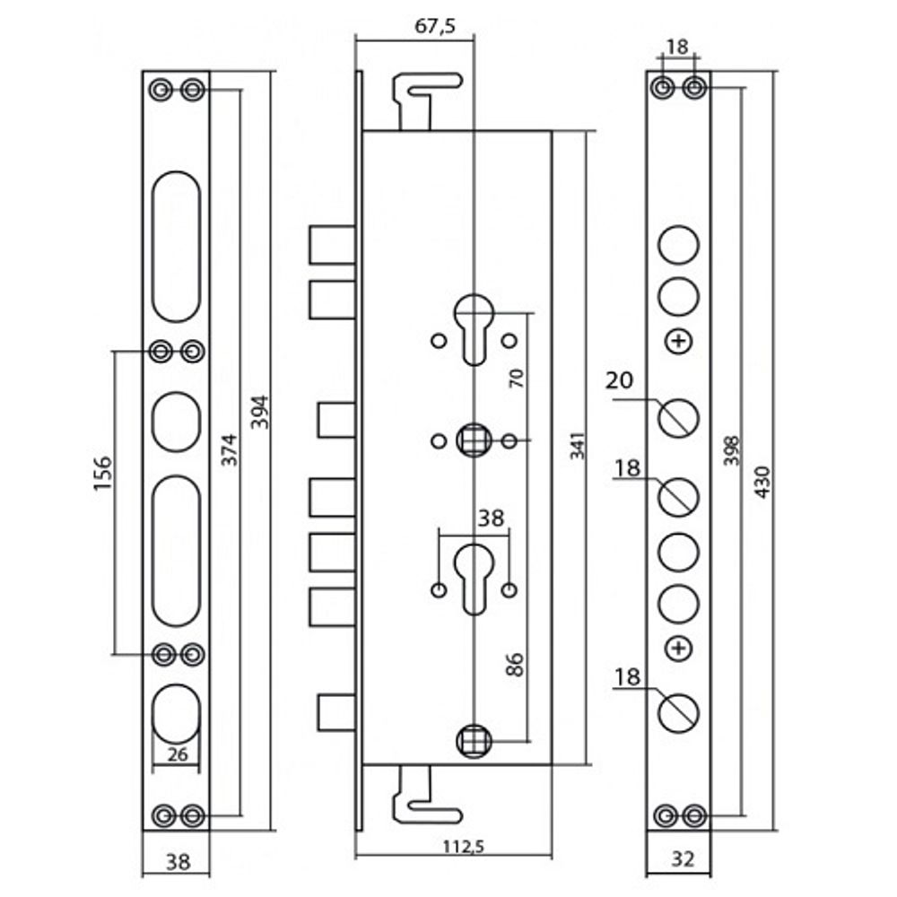 Эскиз с размерами ML Корпус замка С887