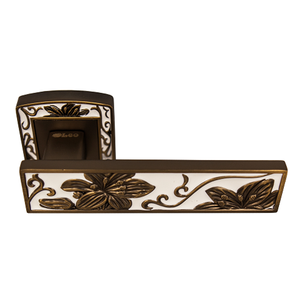 Ручка дверная Leo L3702-31 MCF/W кофе мат./белый