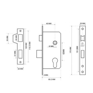 Корпус врезного замка MSM ML62 AB бронза
