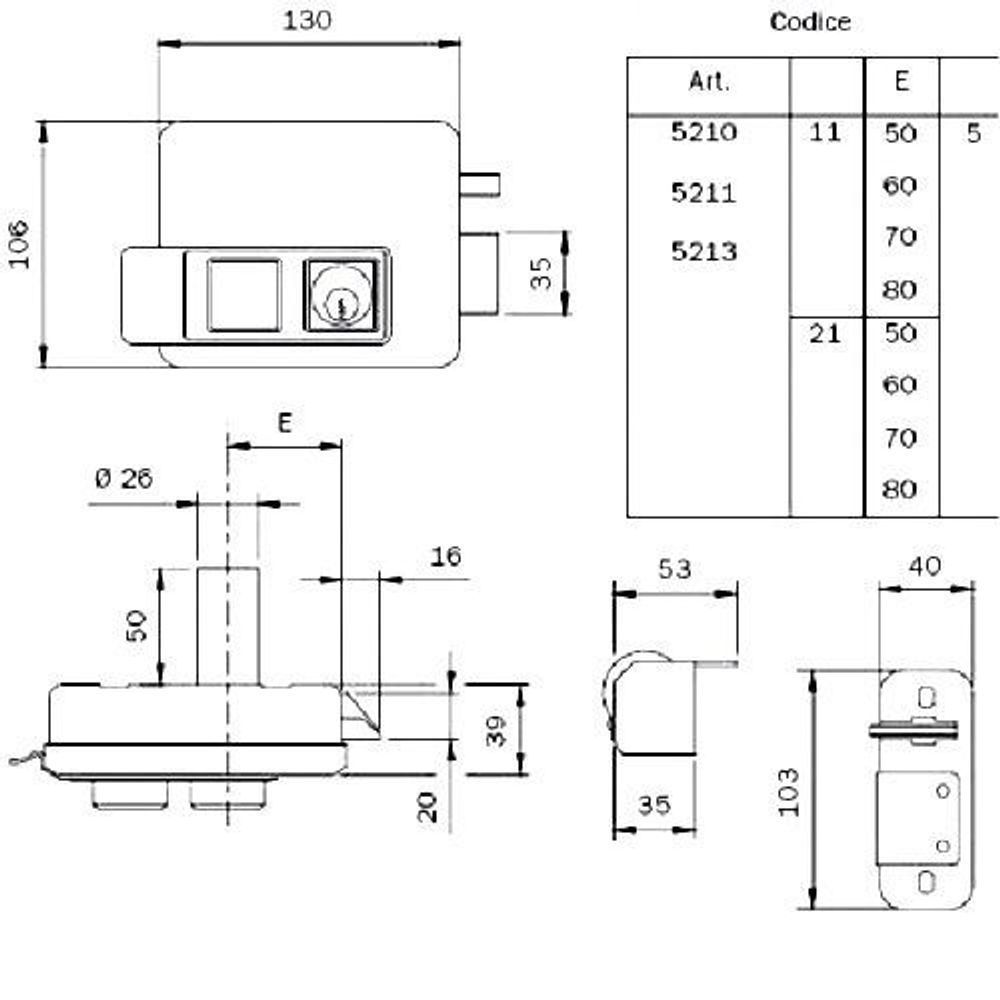 Замок накладной электромеханический ISEO 521320605 внутр. прав.