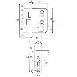 Замок врезной VETTORE 1126/60 AB бронза