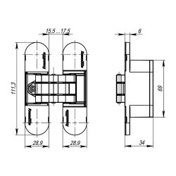 Петля скрытой установки ARMADILLO U3D6000 CP хром /36339/ (1 шт)