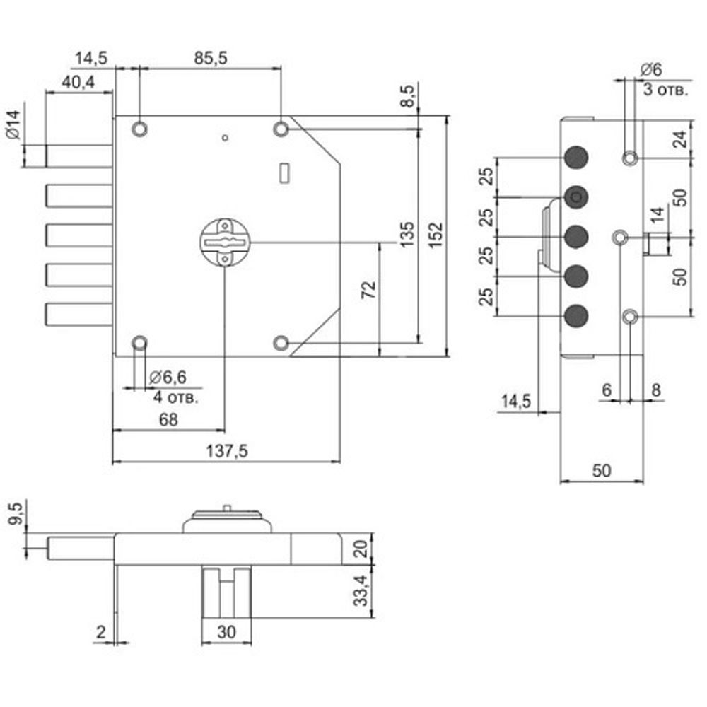 Замок накладной ЭЛЬБОР 1.05.53.5.МА Базальт