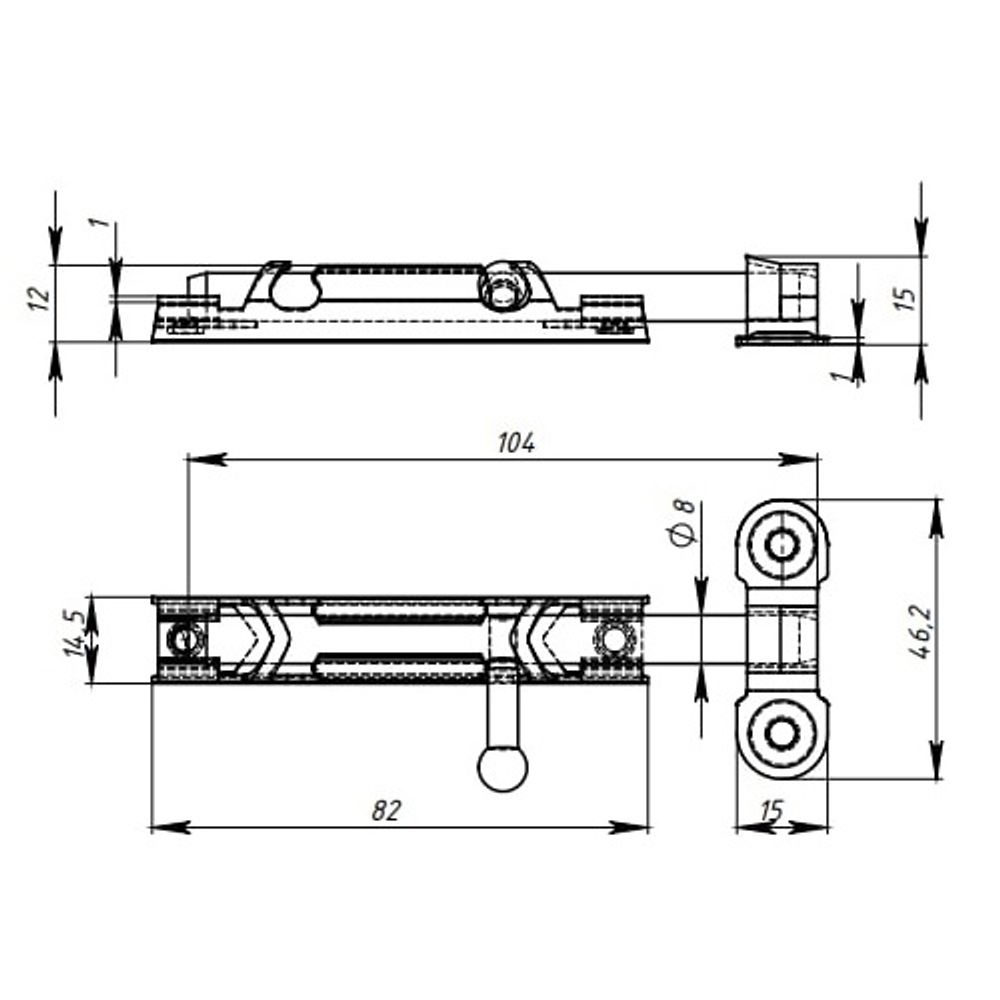 Задвижка накладная КУНГУР ЗТ цинк (150) мт (1шт)