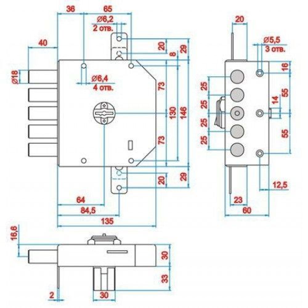 Замок накладной ЭЛЬБОР 1.06.52.МА Гранит
