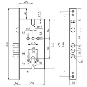 Корпус врезного замка FUARO V25/C-60.85.3R16 полуавтоматический /63227/