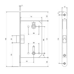 Защёлка врезная APECS 5300-P-WC BN черный никель