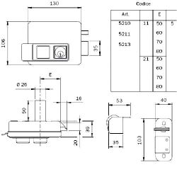 Замок накладной электромеханический ISEO 511320605  наруж. прав.