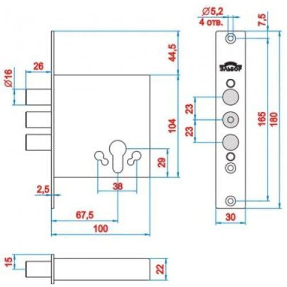 Замок врезной ЭЛЬБОР 1.01.07 б/ц Лазурит