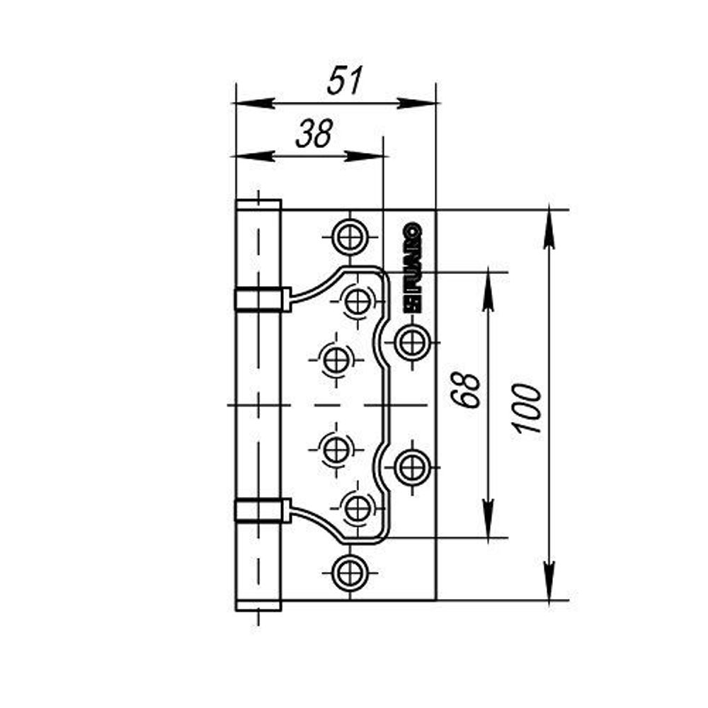 Петля универсальная без врезки 500-2bb 100x2.5. Петля без врезки Fuaro 500-2вв 100x75x2.5 мм сталь. Fuaro 500-2вв чертеж. Петля универсальная без врезки in4500w BL (500-2bb 100x2,5) черный.