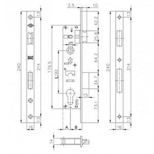 Замок врезной KALE KILIT 192 P CP 30мм