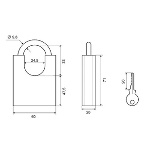 Замок навесной PALLADIUM 507F-60