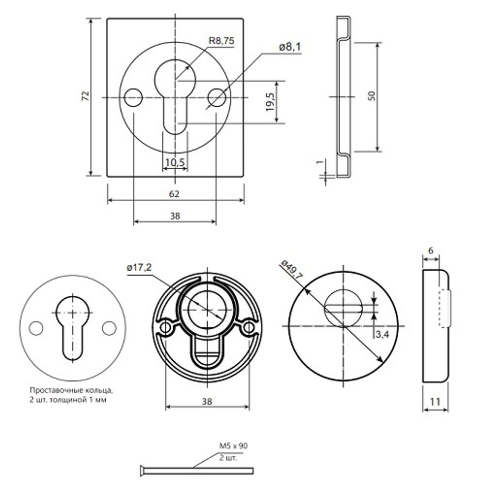 Броненакладка Code Deco Slim Pro 50/11-DP-16-BLM черный матовый